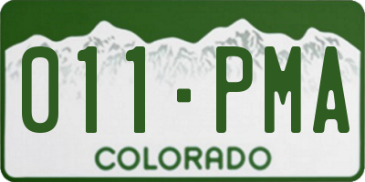 CO license plate 011PMA