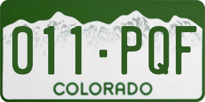 CO license plate 011PQF
