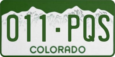 CO license plate 011PQS
