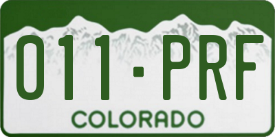 CO license plate 011PRF