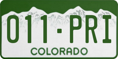 CO license plate 011PRI