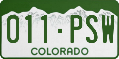 CO license plate 011PSW