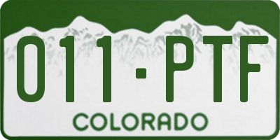 CO license plate 011PTF