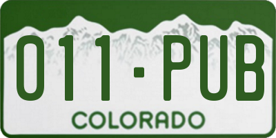 CO license plate 011PUB