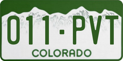 CO license plate 011PVT