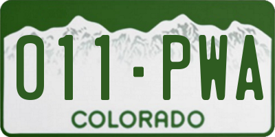 CO license plate 011PWA