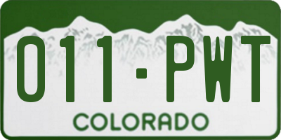 CO license plate 011PWT