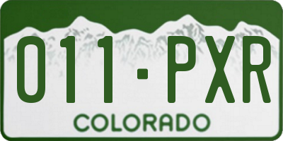 CO license plate 011PXR