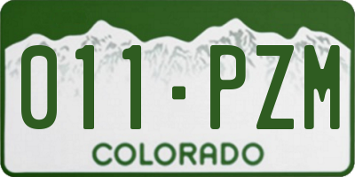 CO license plate 011PZM