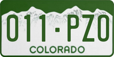 CO license plate 011PZO