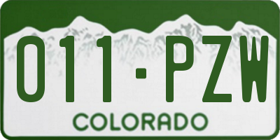 CO license plate 011PZW