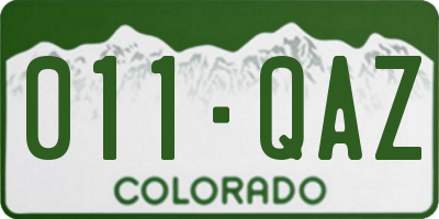 CO license plate 011QAZ