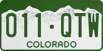 CO license plate 011QTW