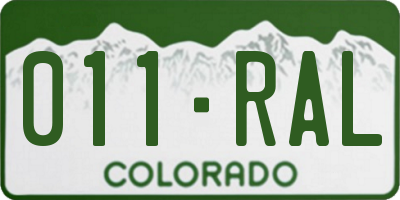 CO license plate 011RAL
