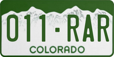 CO license plate 011RAR