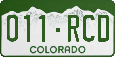 CO license plate 011RCD