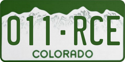 CO license plate 011RCE