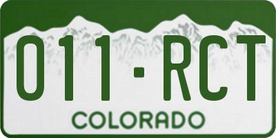 CO license plate 011RCT