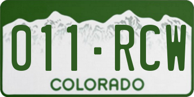 CO license plate 011RCW