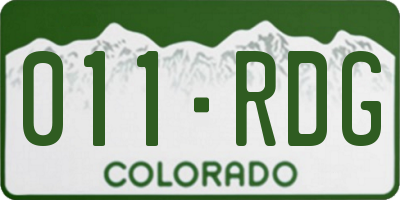 CO license plate 011RDG