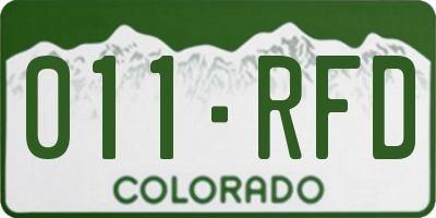 CO license plate 011RFD