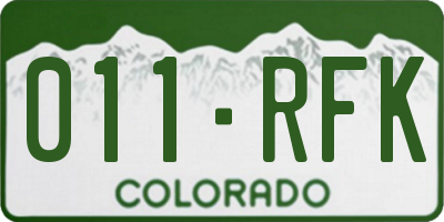 CO license plate 011RFK