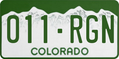 CO license plate 011RGN