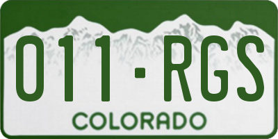 CO license plate 011RGS
