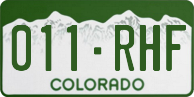 CO license plate 011RHF