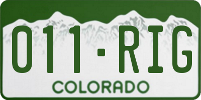 CO license plate 011RIG