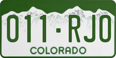 CO license plate 011RJO