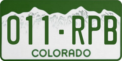 CO license plate 011RPB