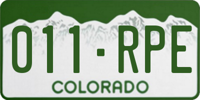 CO license plate 011RPE