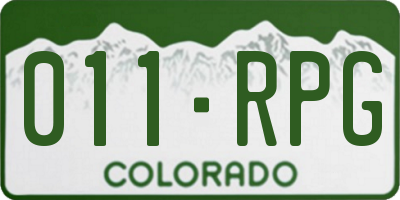 CO license plate 011RPG