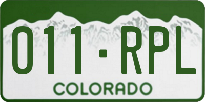CO license plate 011RPL