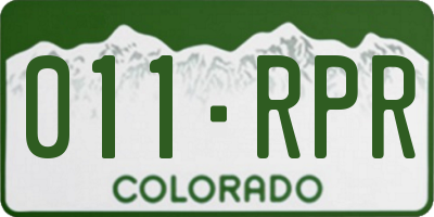 CO license plate 011RPR