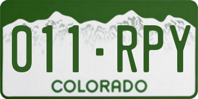 CO license plate 011RPY