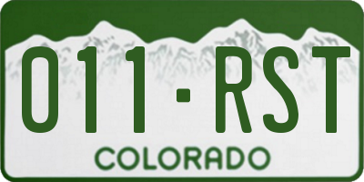 CO license plate 011RST