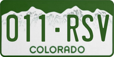 CO license plate 011RSV