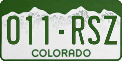 CO license plate 011RSZ