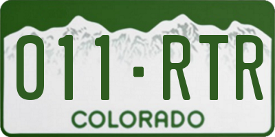 CO license plate 011RTR