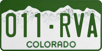 CO license plate 011RVA