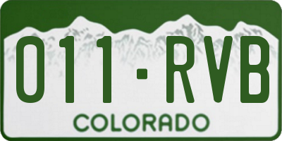 CO license plate 011RVB