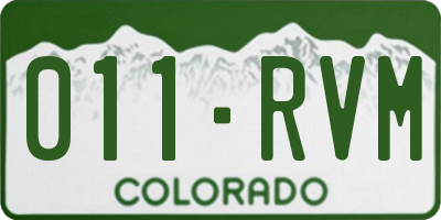 CO license plate 011RVM