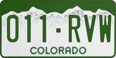 CO license plate 011RVW