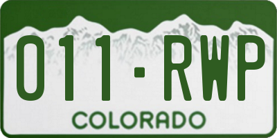 CO license plate 011RWP
