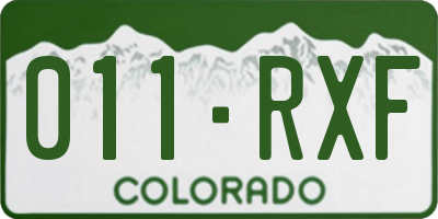 CO license plate 011RXF