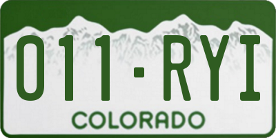 CO license plate 011RYI