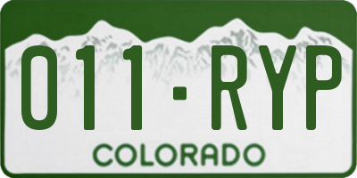 CO license plate 011RYP