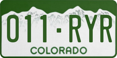 CO license plate 011RYR